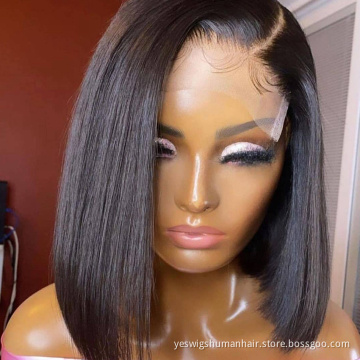 Cheap Wholesale Straight Short Bob Wig Raw Inidan Virgin Human Hair Hd Full Lace Front Wig Human Hair Bob Wigs For Black Women